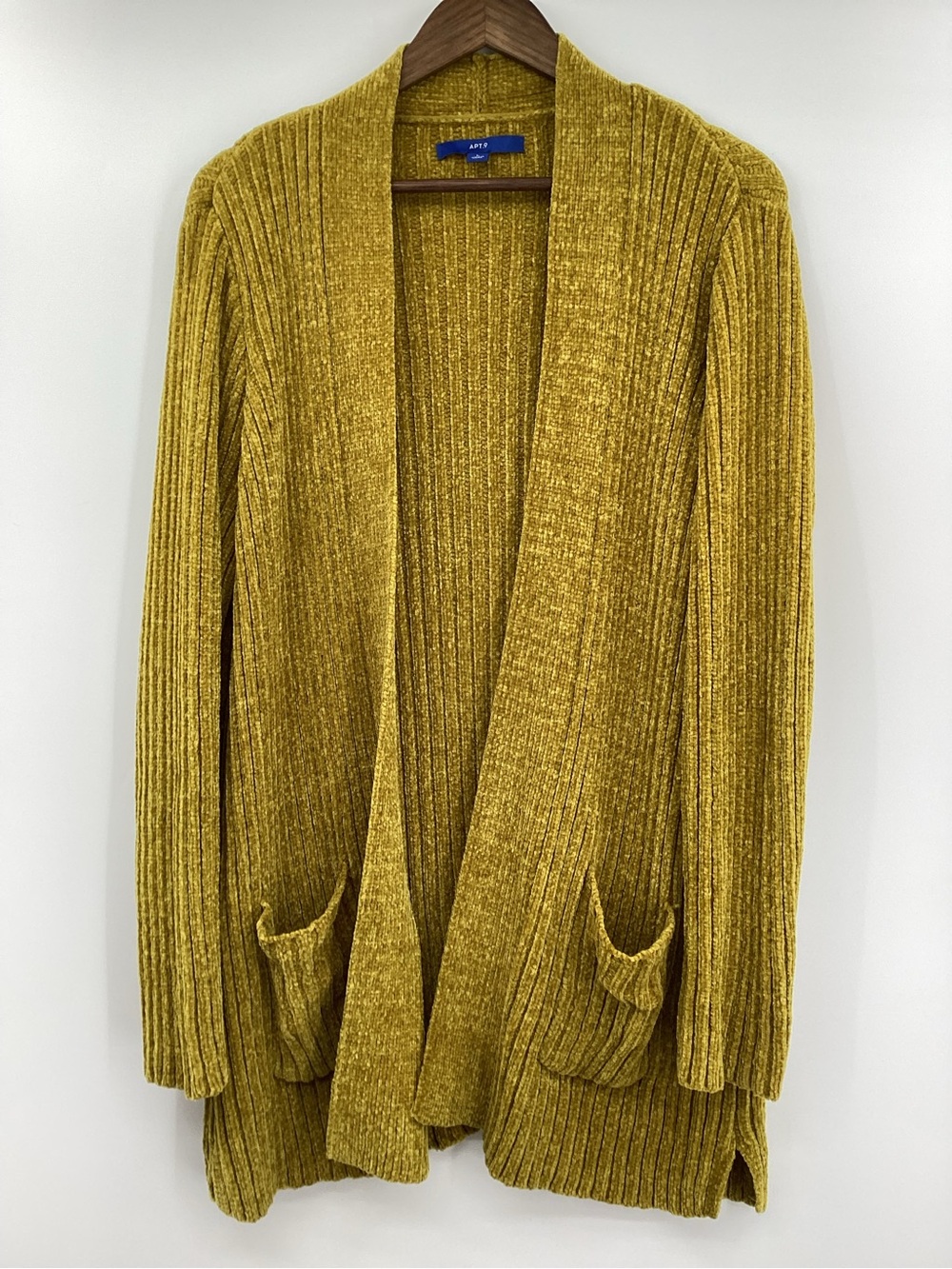 Apt. 9 Golden Yellow Ribbed Open-Front Cardigan